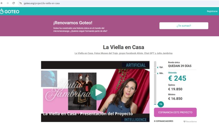 Ya vamos por los 245 euros, ¡estamos súper agradecidos!