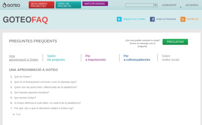 Si teniu dubtes sobre la campanya, podeu consultar les FAQ de Goteo